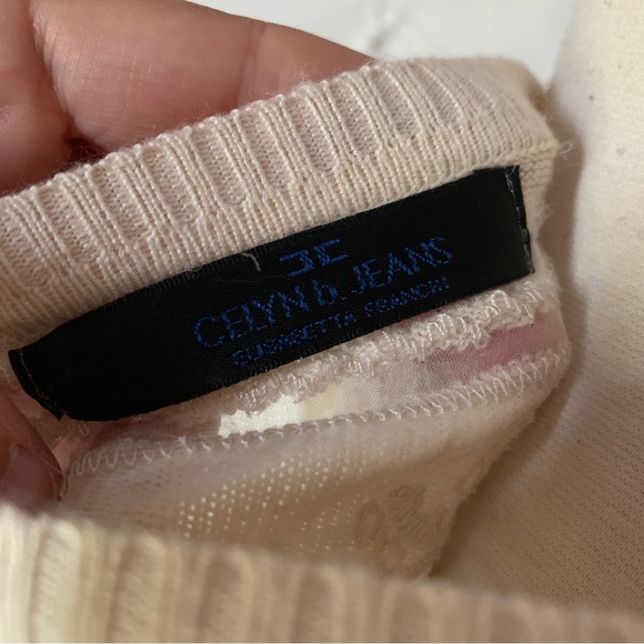 Celyn B. Elisabetta Franchi Ivory Lace Cut Outs Sweater IT 40 US 6 Sz Sm - Picture 11 of 13